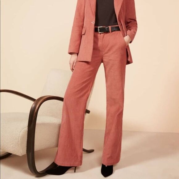 Reformation Corduroy Dillon Trousers Flare Rose High Rise Size 24 Women's - Picture 1 of 8
